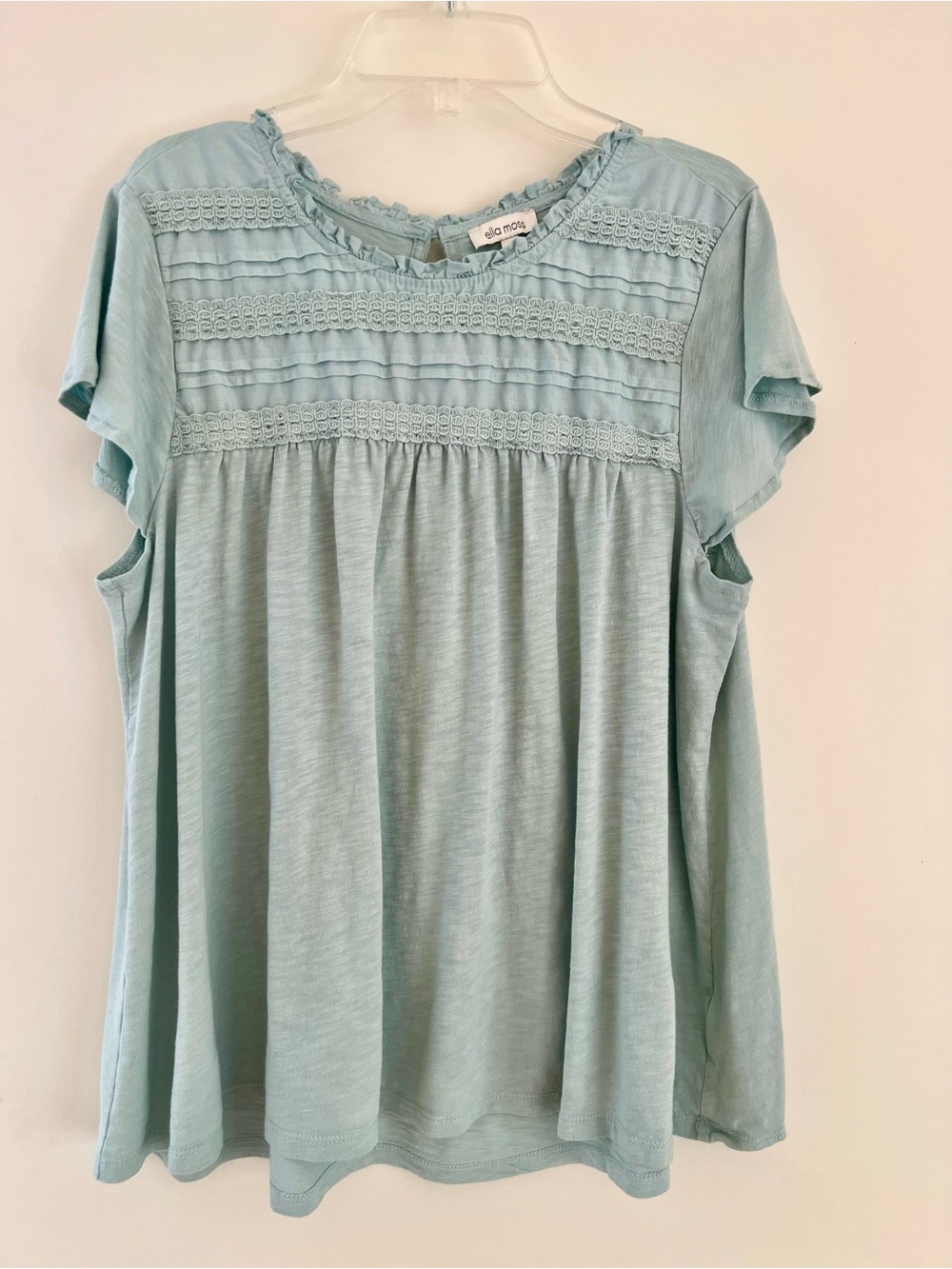 Ella Moss Seafoam Ruffle Yoke Short Sleeve Top